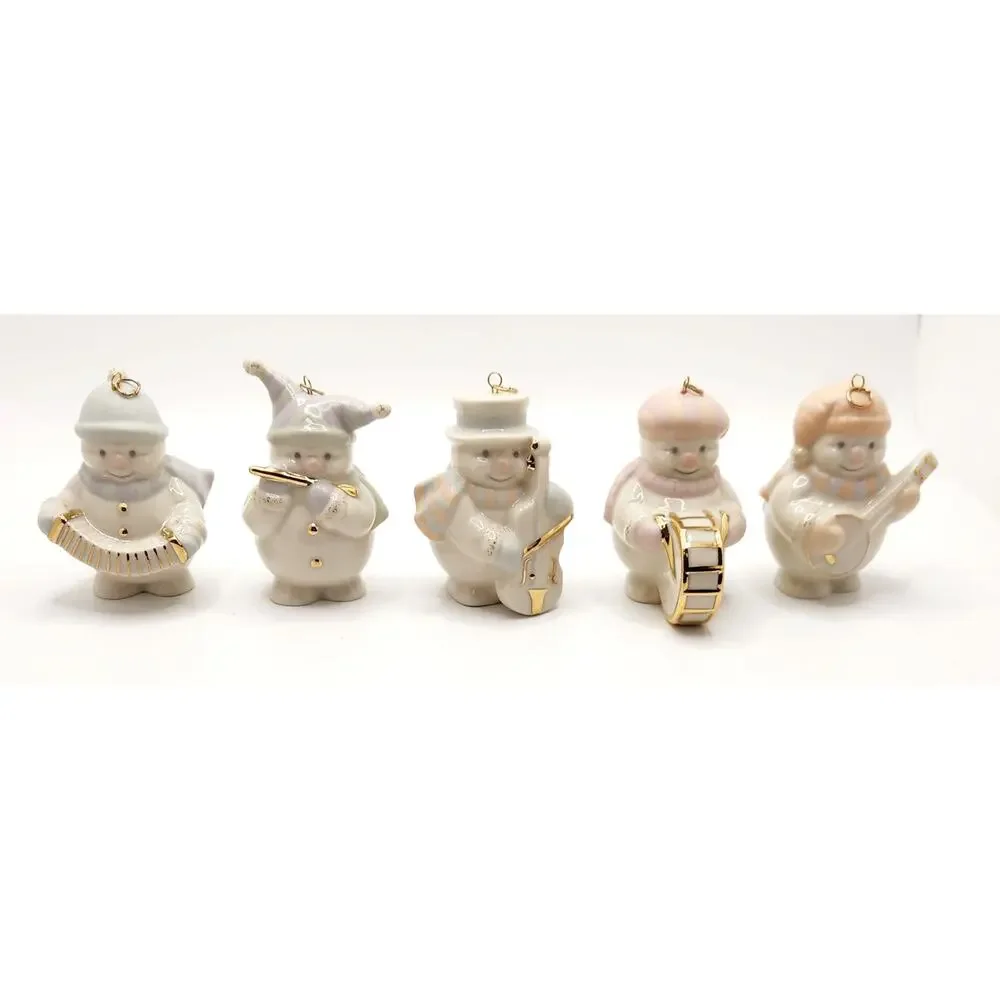 Lenox Standabouts Snowman Ornaments Set of 5 Musical Band Porcelain w/ Box